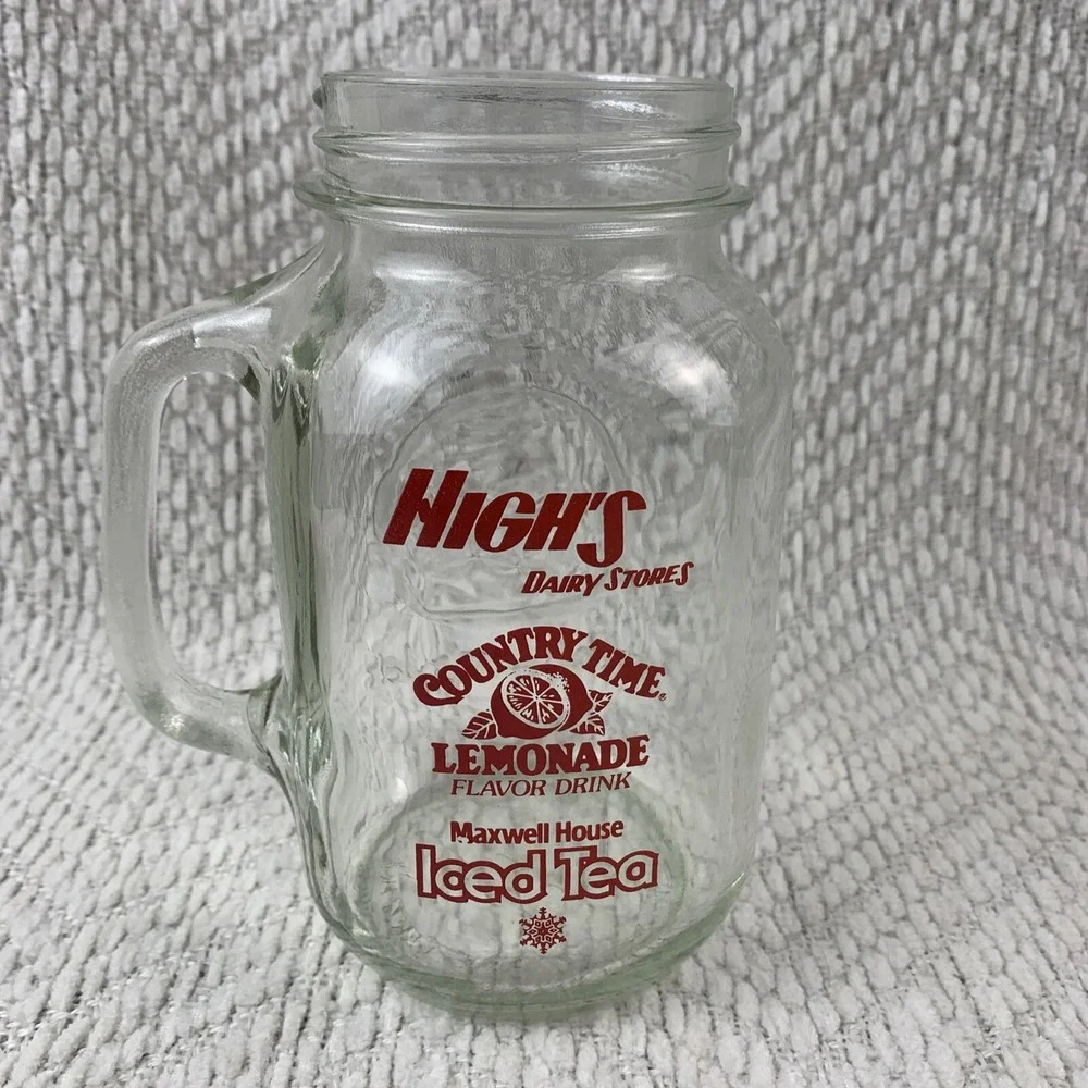 VTG‎ High's Dairy Drinking Jar Mug Lemonade Maxwell House Iced Tea Advertising